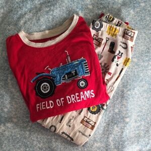 Field of Dreams Kids Pajamas (8)- Red and Cream